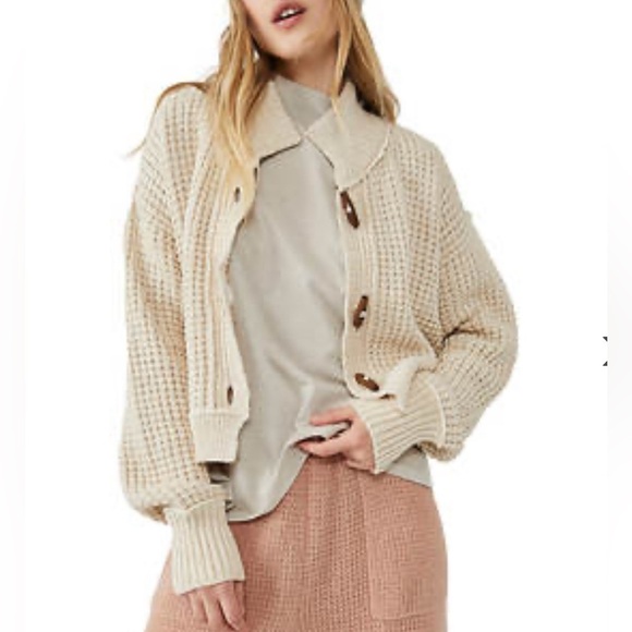 Free People Micah Cardi Sweater Button Cardigan Womens Medium Drop Shoulder - Picture 1 of 11